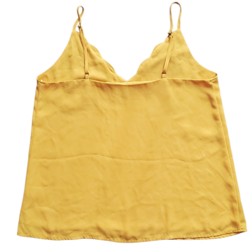 Socialite Mustard Scallop-Trim Tank Top - Picture 2 of 3
